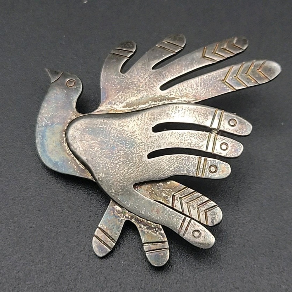 Joaquín Tinta Sterling Bird‎ Brooch Silver Good